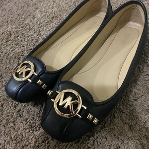 Michael Kors Black Flats with Gold Accents